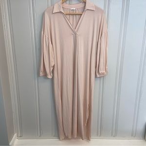 Skin Organic women’s small Pima Cotton Peach Collared midi Dress minimalist